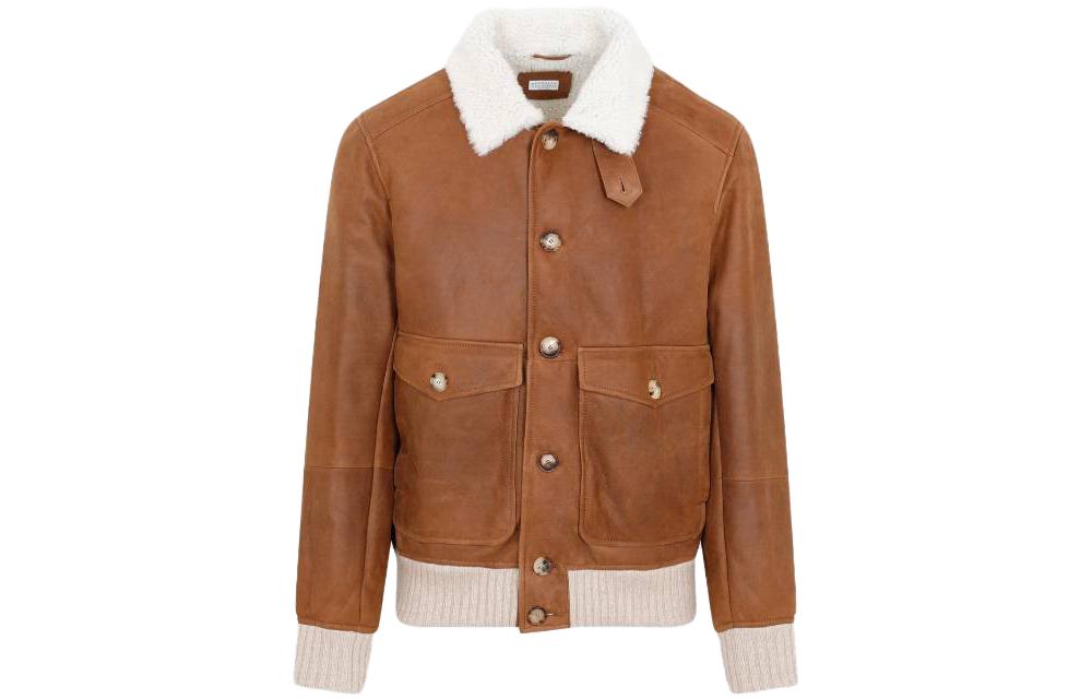 Brunello Cucinelli SS23 Khaki Single-Breasted High-Neck Jacket MPMPC1952CZK25