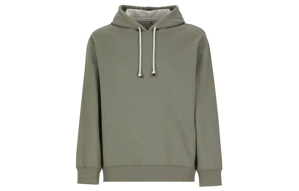 Brunello Cucinelli SS23 Light Green Solid Cotton Hoodie MTU183450C076