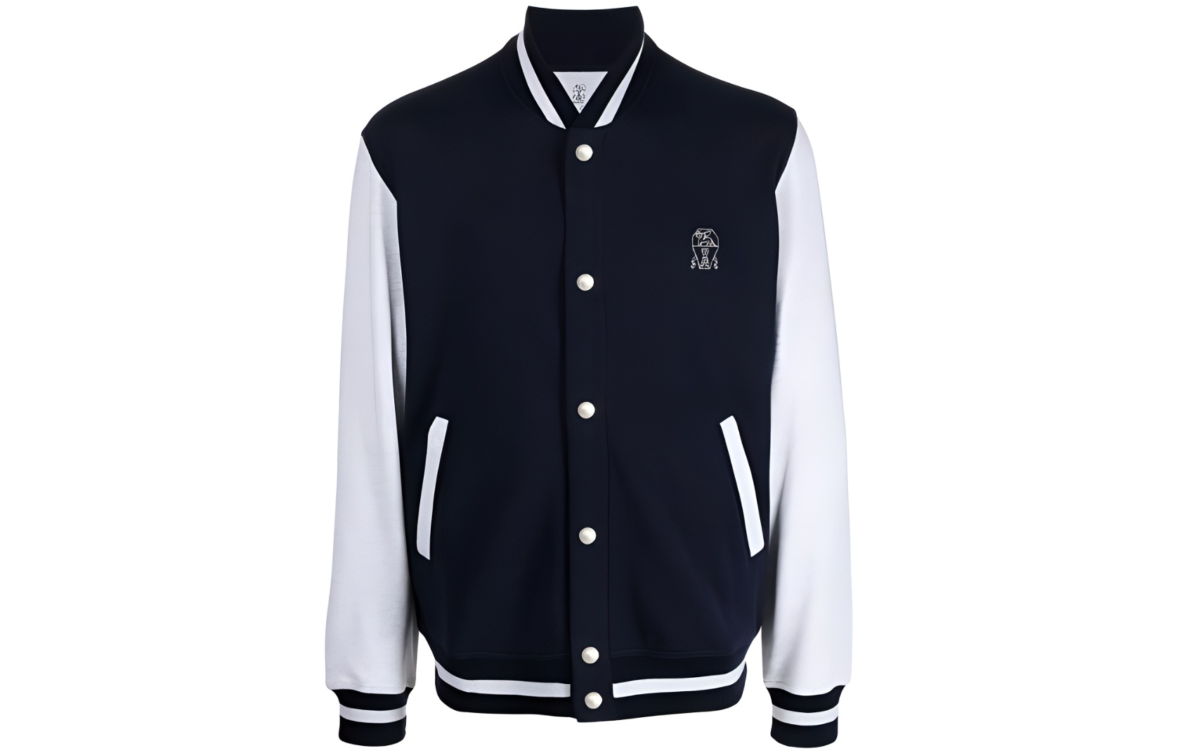 Brunello Cucinelli SS23 Logo Embroidered Bomber Jacket Navy Blue - M0T359022G-CW770