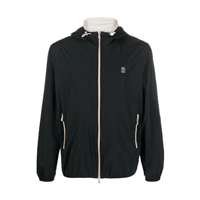 Brunello Cucinelli SS23 Logo Patch Long-Sleeve Zip Jacket Black MM40A7439G-CQD26