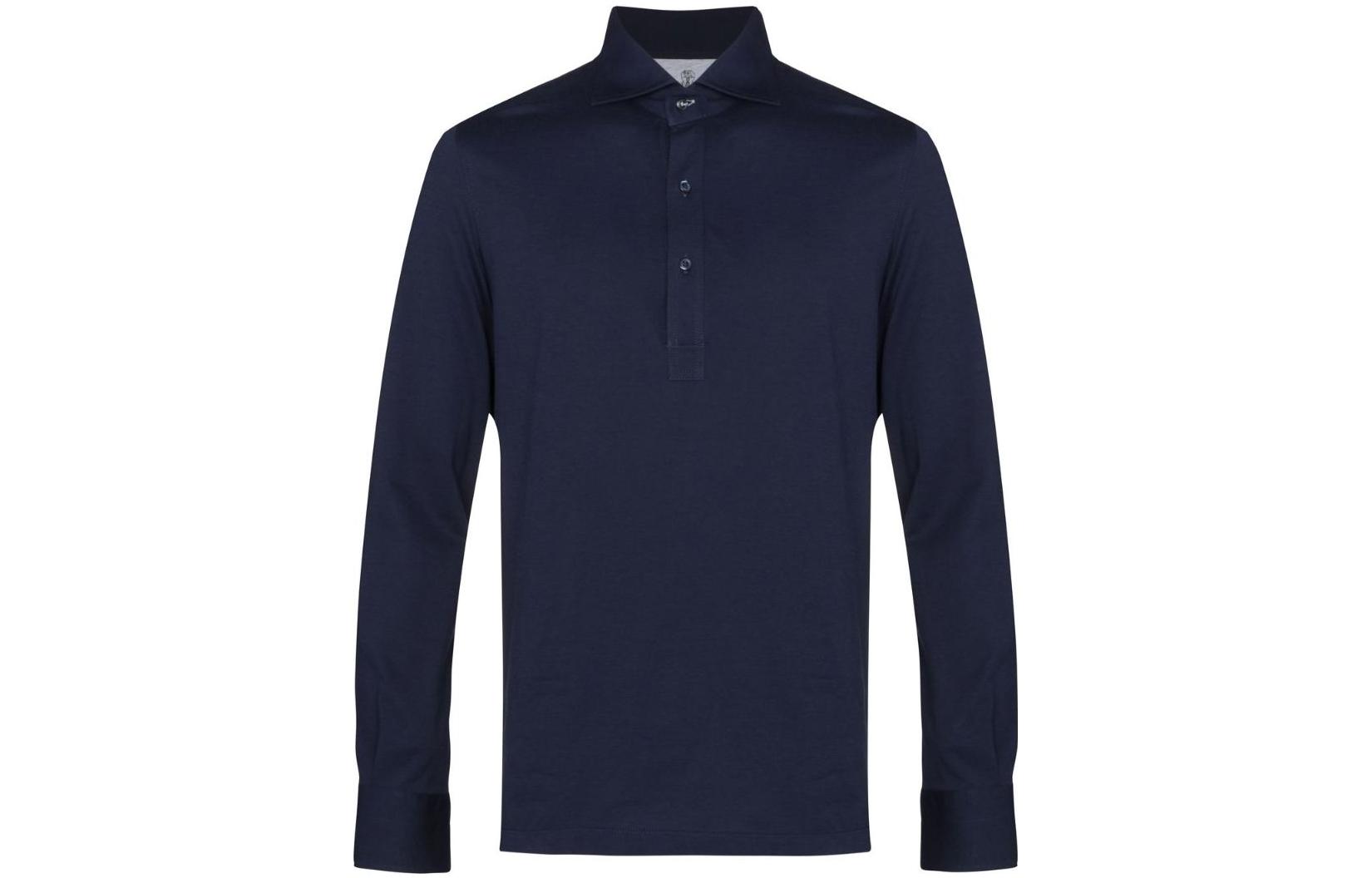 Order Brunello Cucinelli SS23 深藍色長袖 Polo 衫 MTS403914-C9670