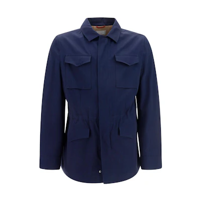 Brunello Cucinelli SS23 Navy Blue Solid Long-Sleeve Jacket with Chest Pocket MS4556498-CBN45