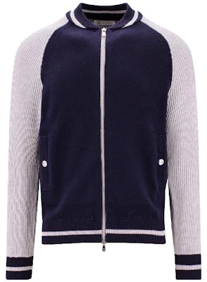 Brunello Cucinelli SS23 海軍藍條紋飾邊拉鍊外套 M28706201-CG826 Buy Brunello Cucinelli SS23 海軍藍條紋飾邊拉鍊外套 M28706201-CG826