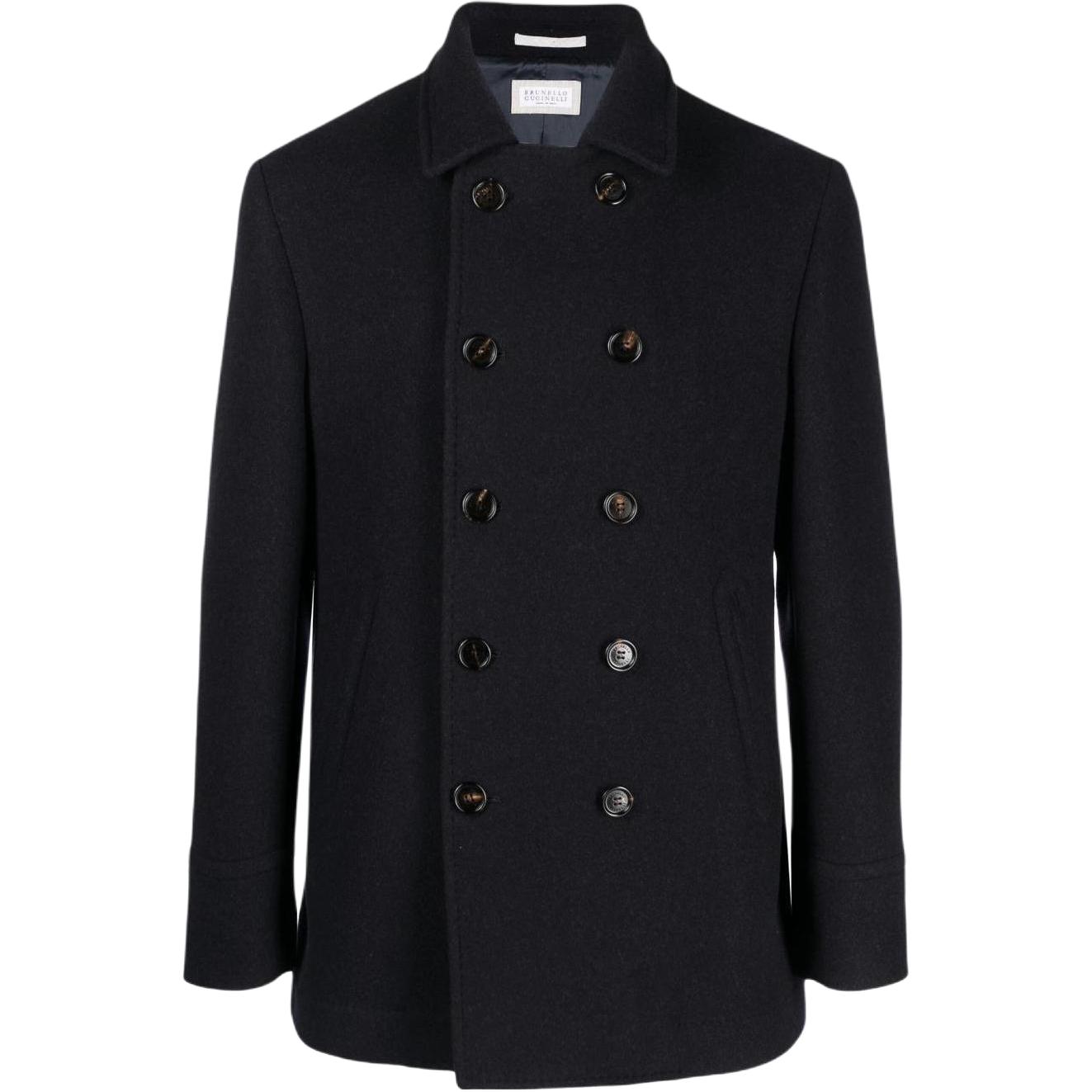 Brunello Cucinelli SS23 Navy Double-Breasted Solid Blazer Jacket MQ4217008-C009