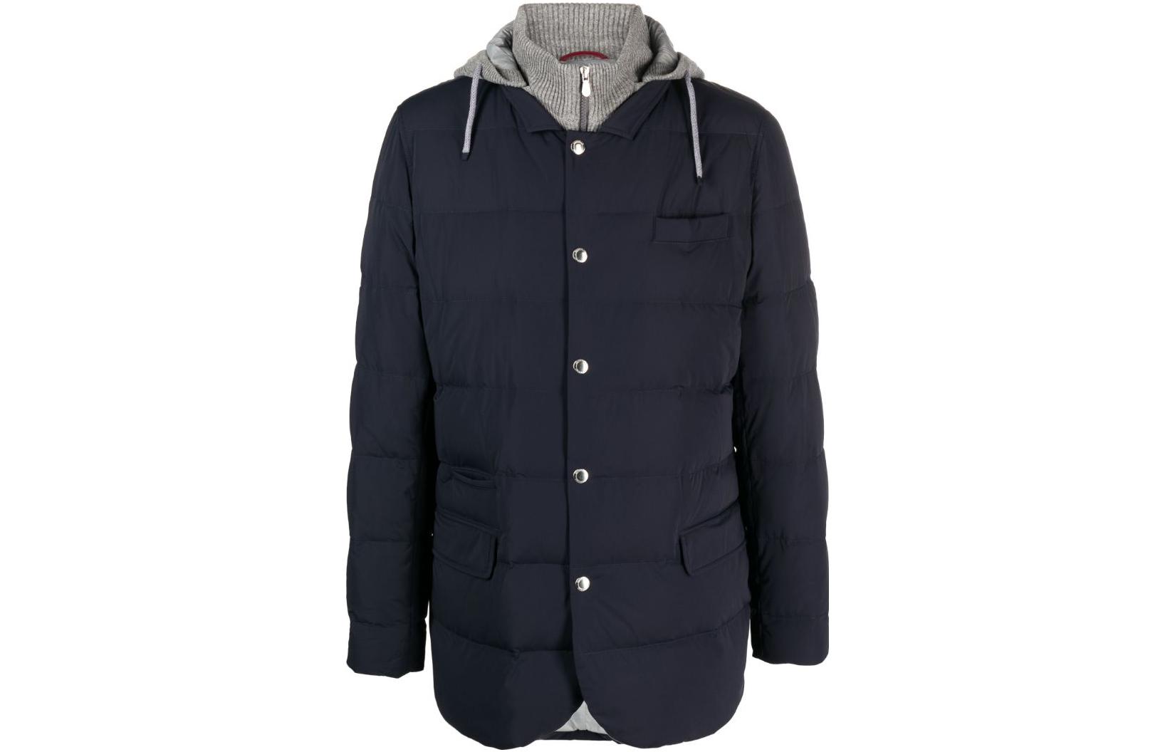 Brunello Cucinelli SS23 Navy Hooded Down Jacket for Men MM4037336G-CZC13