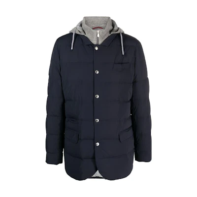 Brunello Cucinelli SS23 Navy Hooded Down Jacket for Men MM4037336G-CZC13
