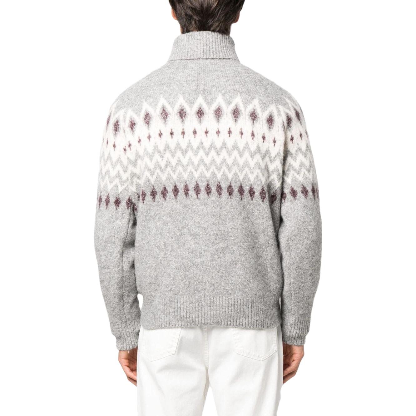 Brunello Cucinelli SS23 Patterned High-Neck Knit Sweater Men’s Light Grey MSO504303-COV14 圖 4