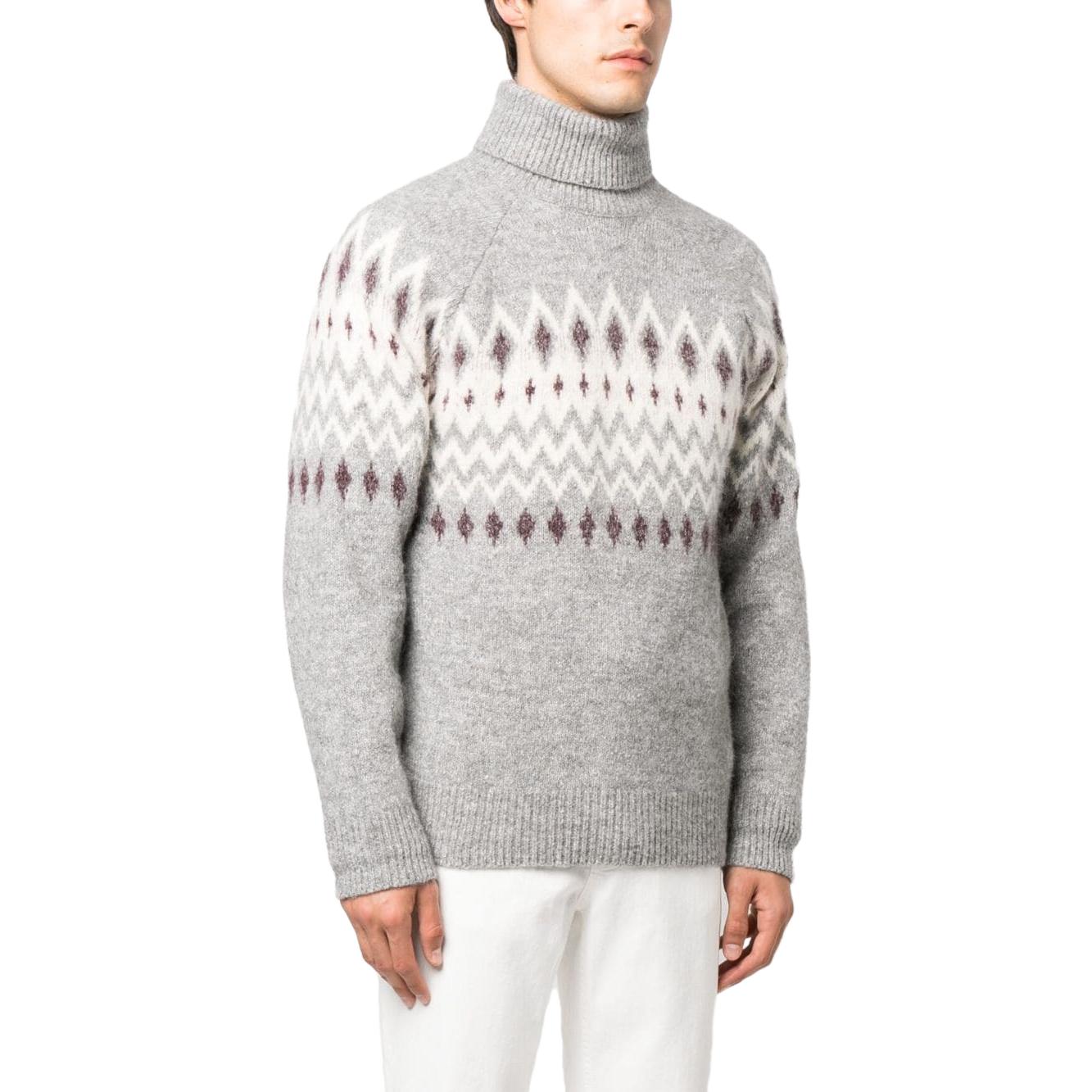 Brunello Cucinelli SS23 Patterned High-Neck Knit Sweater Men’s Light Grey MSO504303-COV14 圖 5