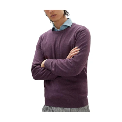 Brunello Cucinelli SS23 Purple Crewneck Pullover Long-Sleeve Sweater Men. M2200100-CFE77