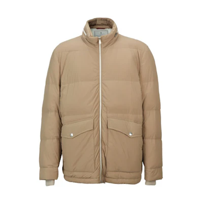 Brunello Cucinelli SS23 Quilted Puffer Jacket Khaki Long Sleeve Zip-Up ML4911876-CFX36