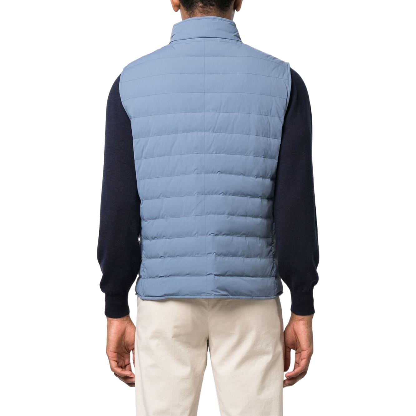 Shop ブルネロクチネリ SS23 キルティングスタンドカラーベスト ライトブルー. MM4031711-CTM09