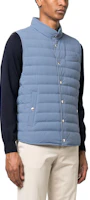 Purchase Brunello Cucinelli SS23 輕藍色棉襖立領扣式前襟背心 MM4031711-CTM09