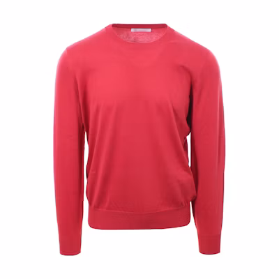Brunello Cucinelli SS23 Red Solid Color Crewneck Long Sleeve Sweatshirt M2900100-CBM34