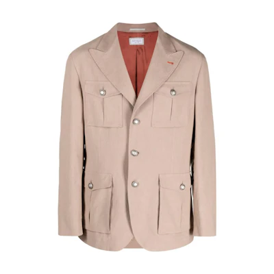 Brunello Cucinelli SS23 Single-Breasted Khaki Long-Sleeve Jacket MP4316261D-C754