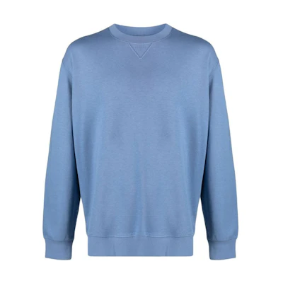 Brunello Cucinelli SS23 Solid Blue Crewneck Pullover Sweatshirt M0T353430-C9673