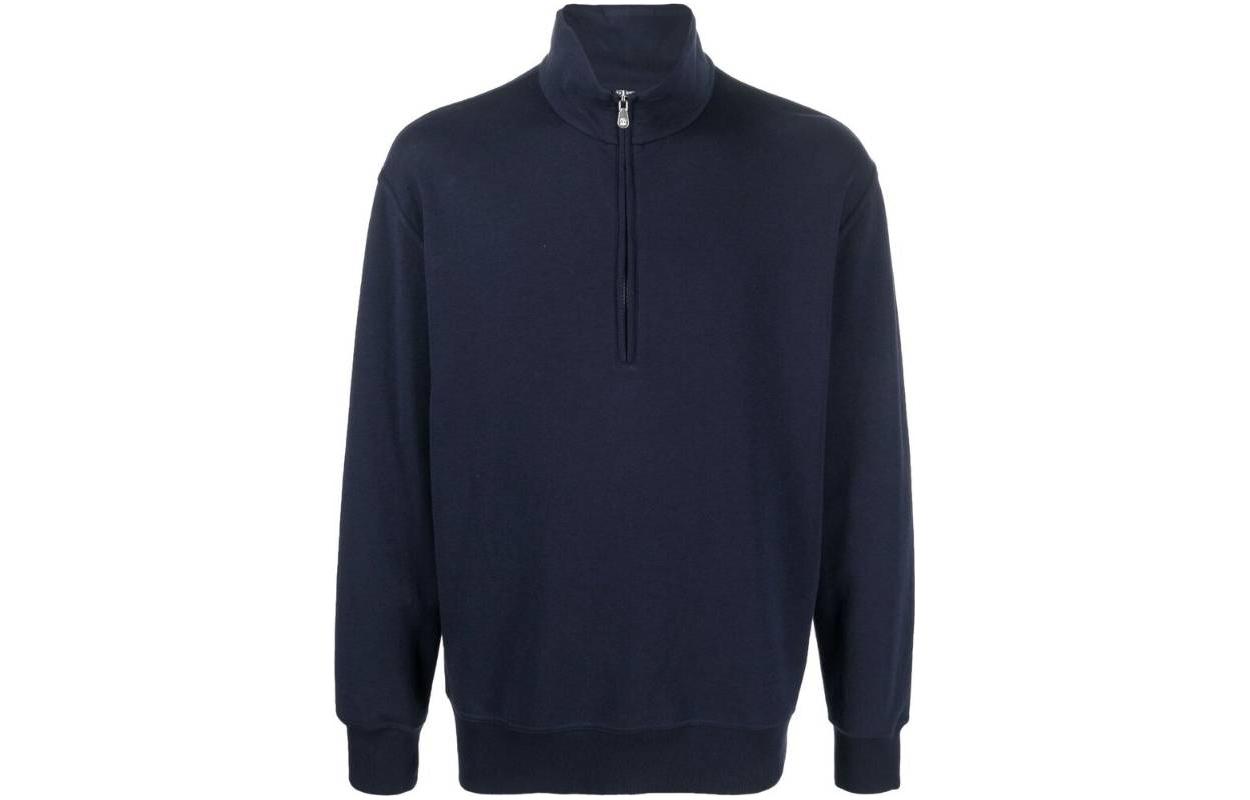 Brunello Cucinelli SS23 Solid Blue High-Neck Zip-Up Sweatshirt Mens M0T359031G-C6134