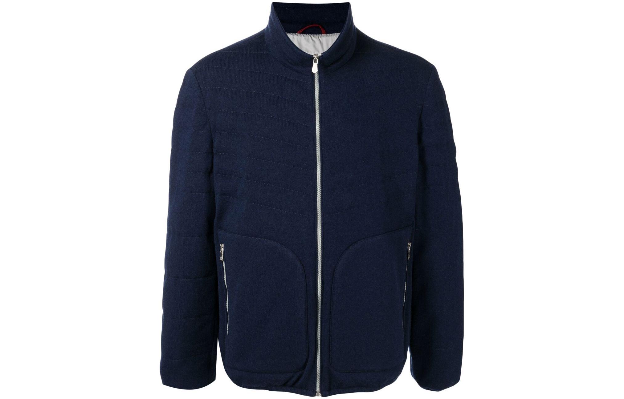 Brunello Cucinelli SS23 Solid Color High Neck Zip Jacket - Blue M221P126-CTV87