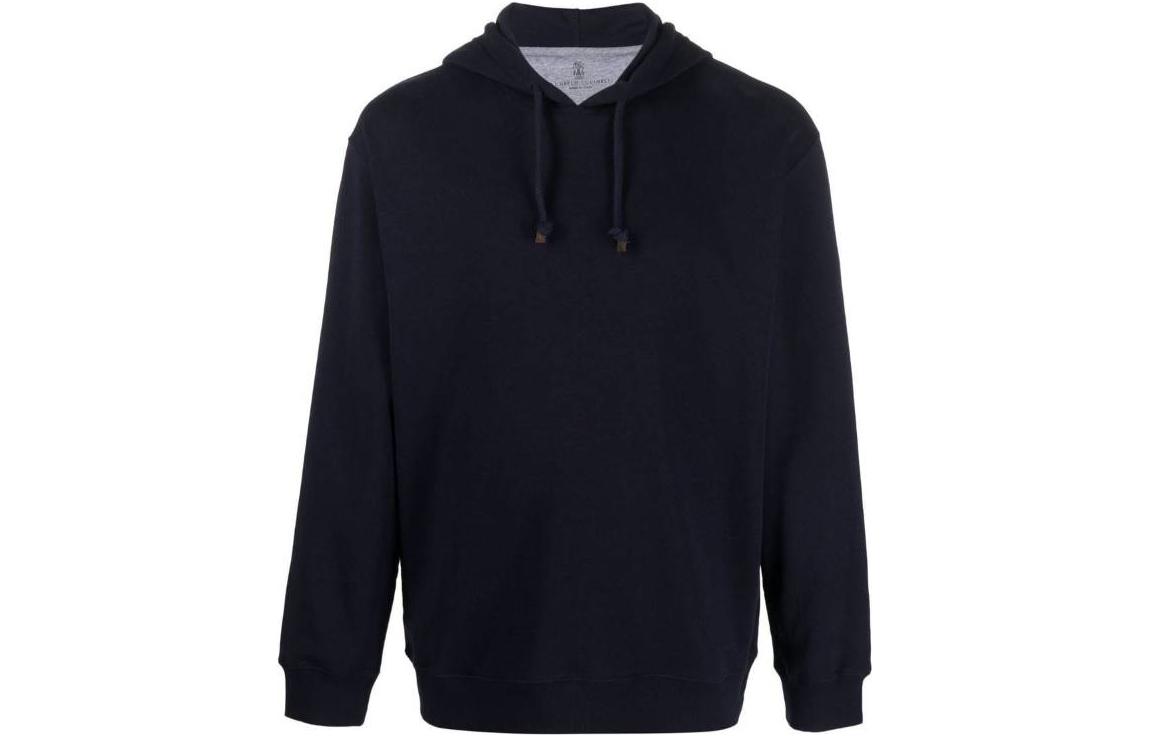 Brunello Cucinelli SS23 Solid Drawstring Hoodie Blue Pullover M0T353450-C6134