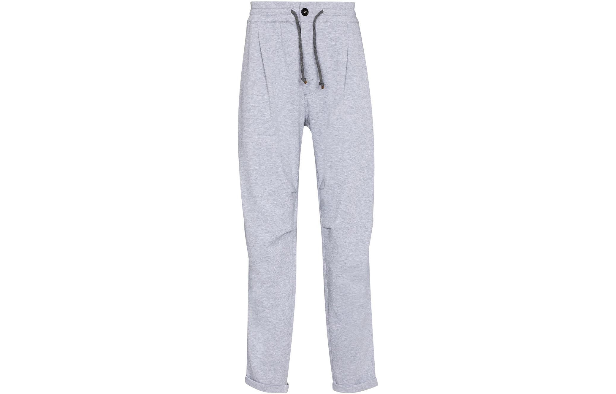 Order Brunello Cucinelli 2023春夏男士灰色抽绳针织锥形休闲裤 M0T353353G-C9300