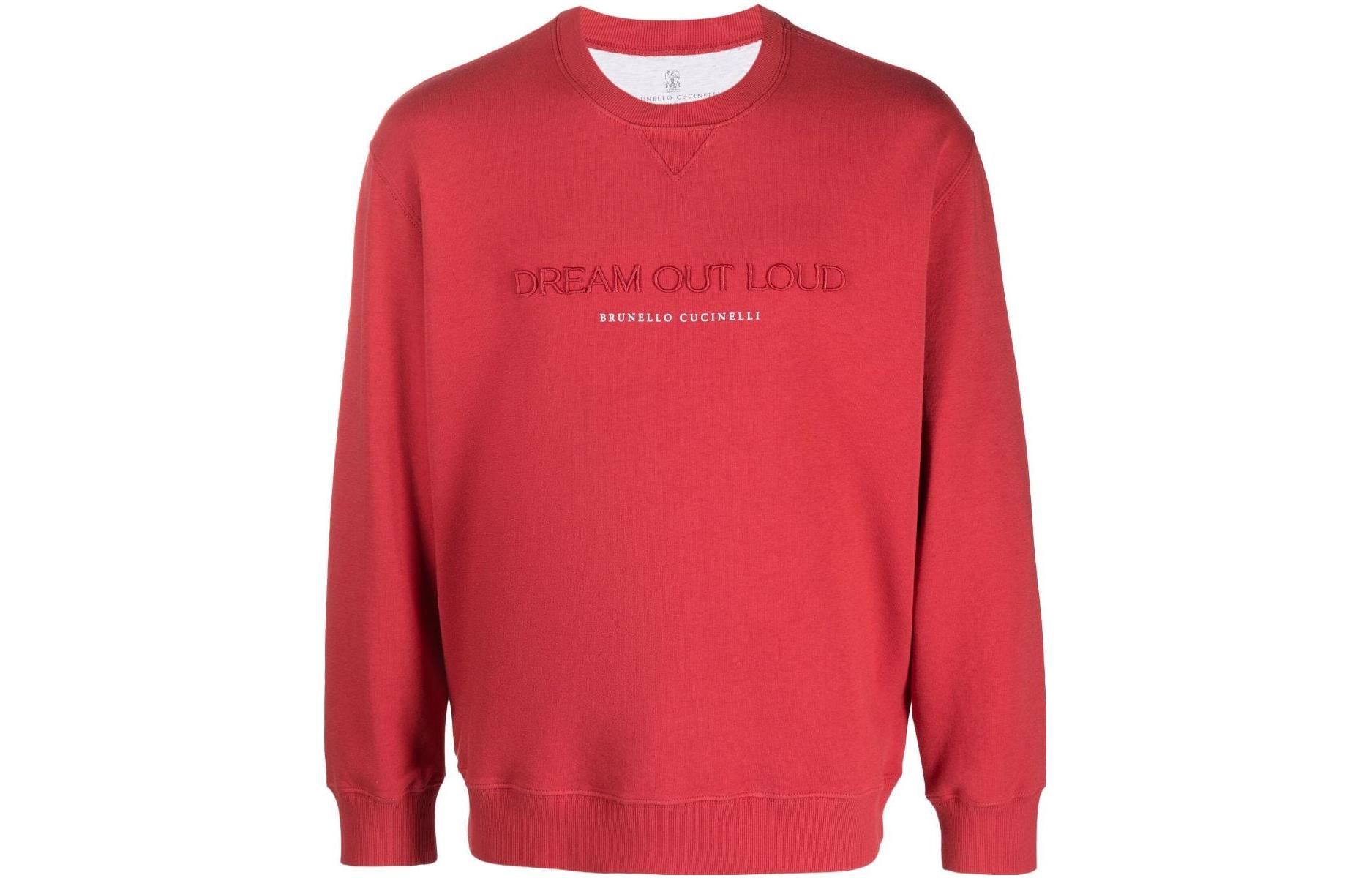 Brunello Cucinelli SS23 Solid Letter Print Pullover Sweatshirt Red M0T353441-CKL23