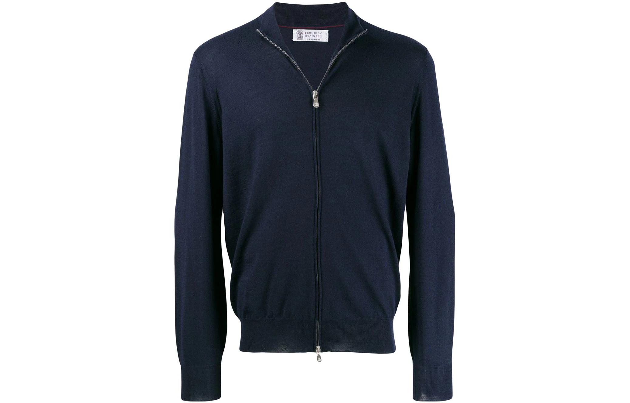 Brunello Cucinelli SS23 Solid Navy Zip-Up Jacket M2400106-CA058