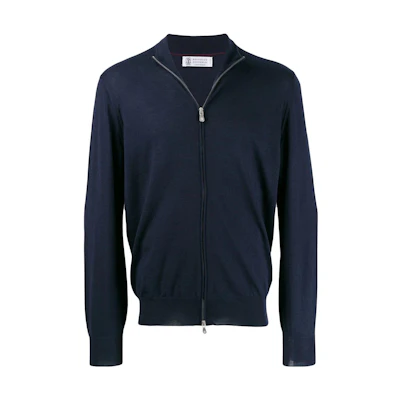 Brunello Cucinelli SS23 Solid Navy Zip-Up Jacket M2400106-CA058
