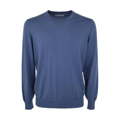 Brunello Cucinelli SS23 Solid Ribbed Crewneck Sweatshirt Men’s Navy Blue M2900100092-CCT72