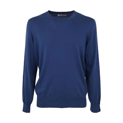 Brunello Cucinelli SS23 Solid Ribbed Crewneck Sweatshirt Men’s Blue M2900100092-CIM70