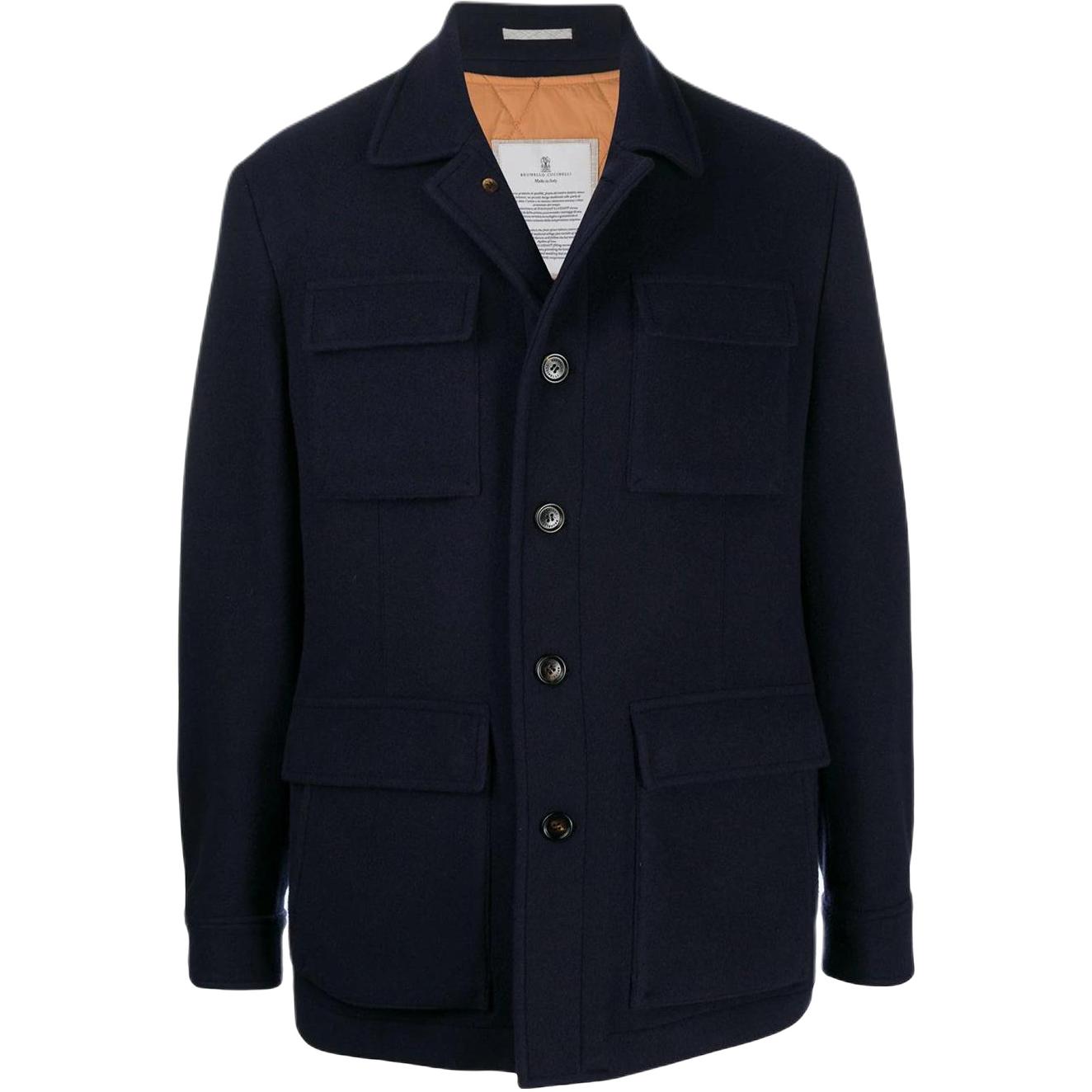 Brunello Cucinelli SS23 Solid Single-Breasted Flap Pocket Jacket Men Blue MN4736419-C210