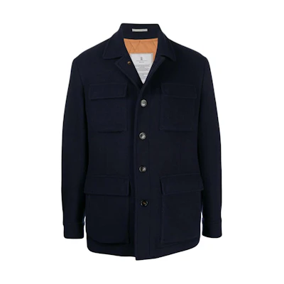 Brunello Cucinelli SS23 Solid Single-Breasted Flap Pocket Jacket Men Blue MN4736419-C210