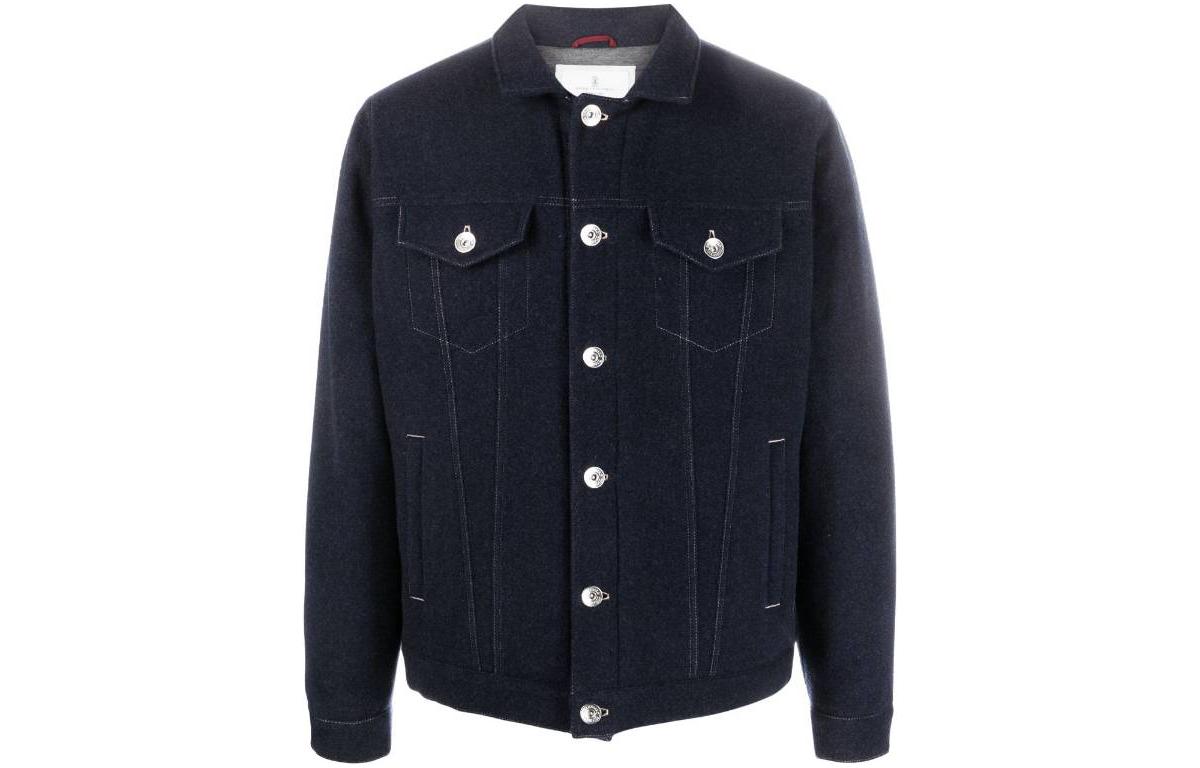 Brunello Cucinelli SS23 Solid Single-Breasted Long-Sleeve Jacket Cobalt Blue MT4976880CQV48