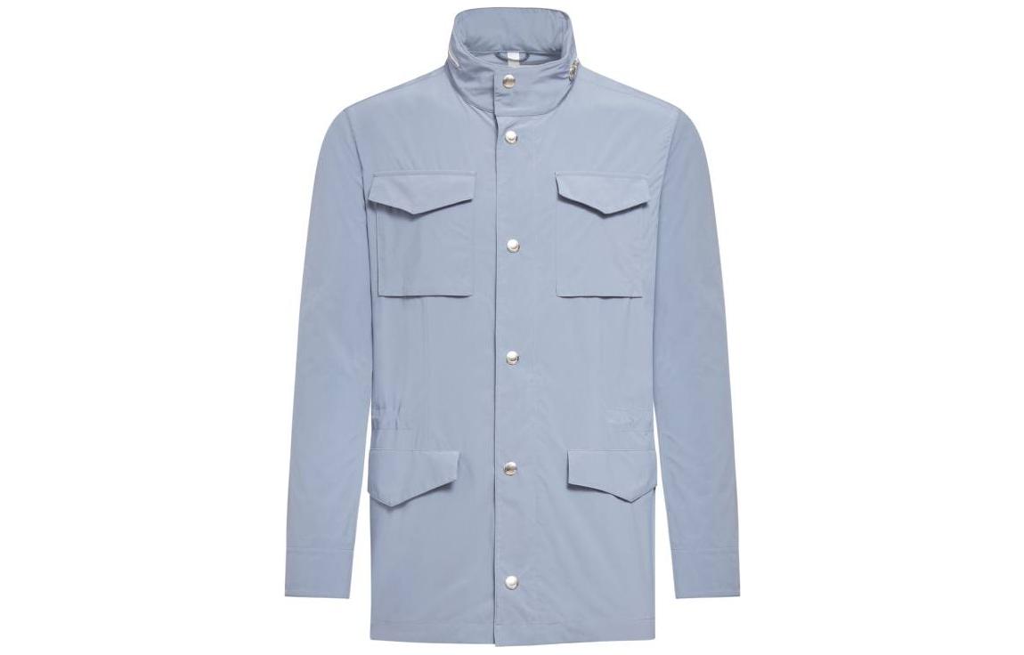 Brunello Cucinelli SS23 Solid Stand Collar Jacket Blue Gray MD4796164-CXJ49