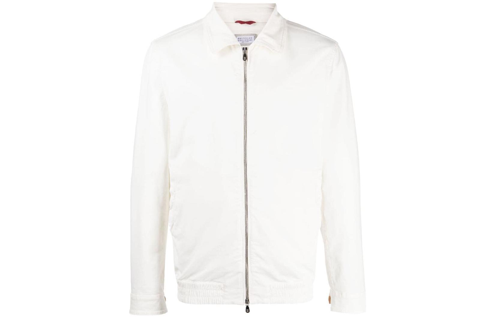 Brunello Cucinelli SS23 Solid Zip-Up Jacket White MA0816507P-C2200