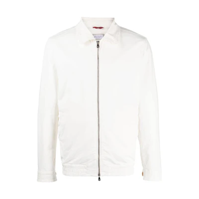 Brunello Cucinelli SS23 Solid Zip-Up Jacket White MA0816507P-C2200