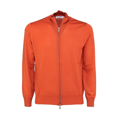 Brunello Cucinelli SS23 Solid Zip-Up Stand Collar Jacket Orange () M2400106-CU350