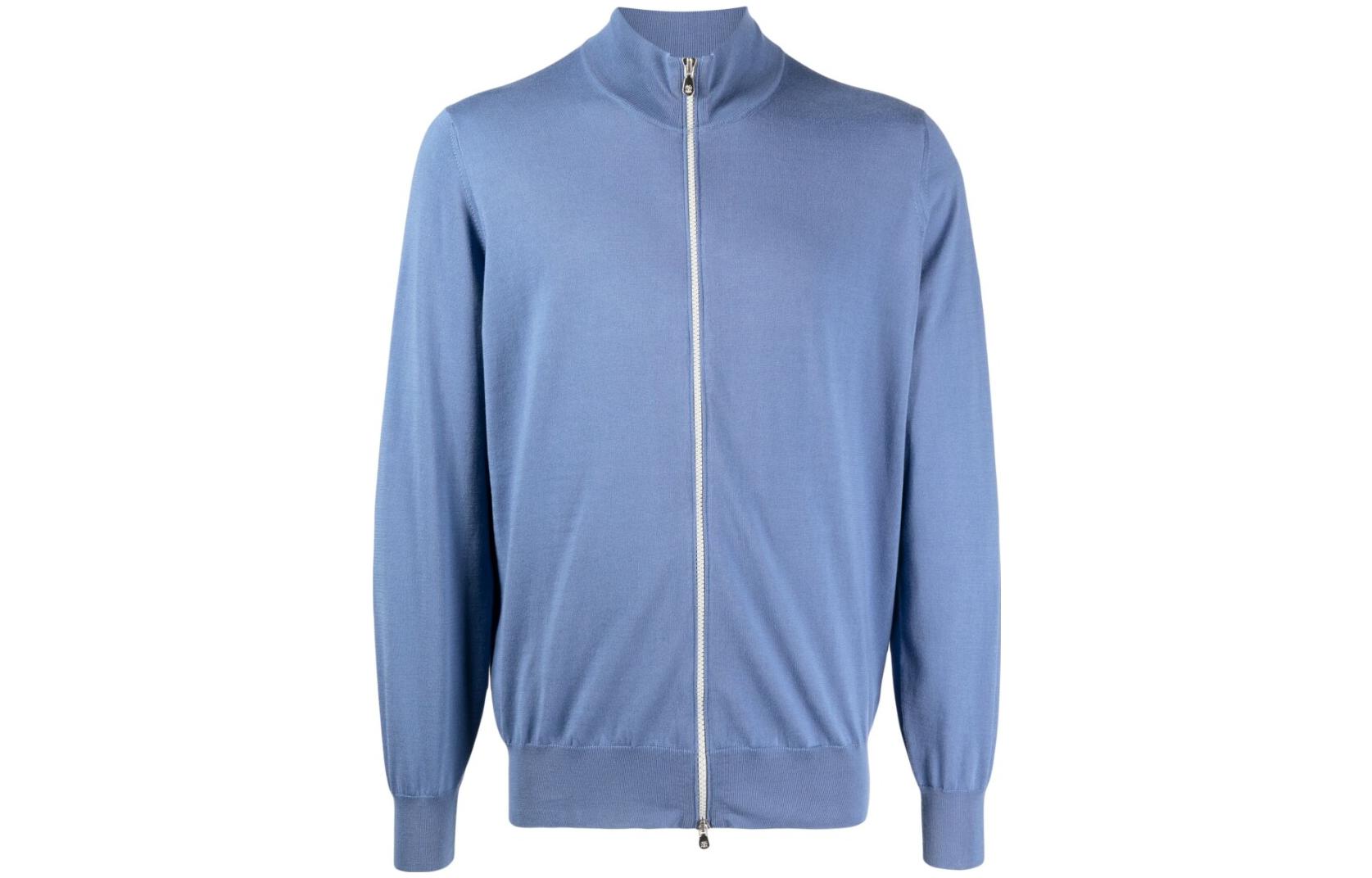 Brunello Cucinelli SS23 Solid Zip Bomber Jacket Blue M2900106-CCT72