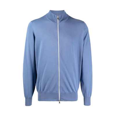 Brunello Cucinelli SS23 Solid Zip Bomber Jacket Blue M2900106-CCT72