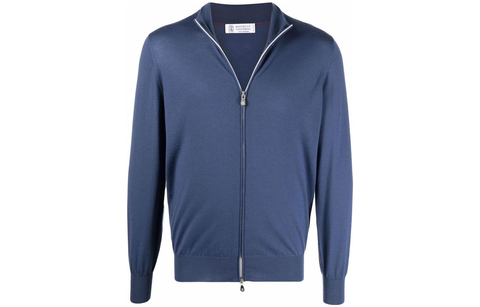 Brunello Cucinelli SS23 Solid Zip Casual Jacket Blue M2400106-CBF14