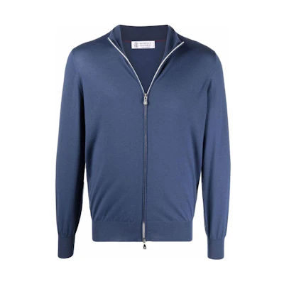 Brunello Cucinelli SS23 Solid Zip Casual Jacket Blue M2400106-CBF14