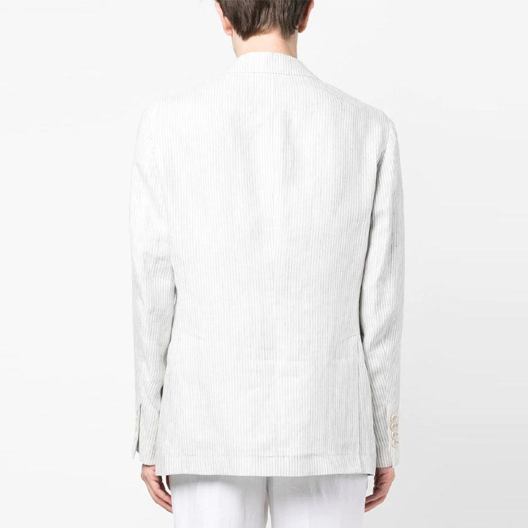 Shop 布奈罗库奇纳利 SS23 条纹单排扣西装外套 浅灰色夹克 MS4477BWD-C091