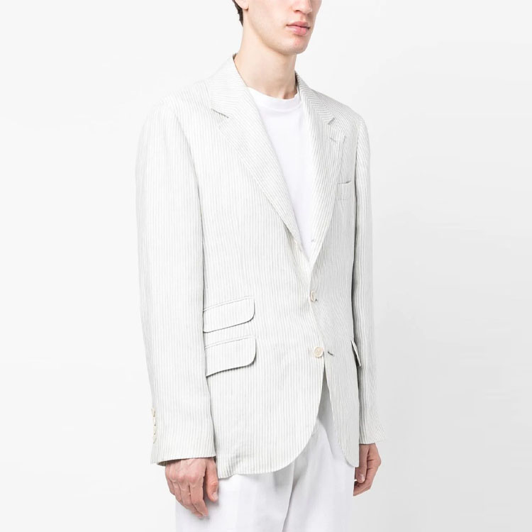 Purchase 布奈罗库奇纳利 SS23 条纹单排扣西装外套 浅灰色夹克 MS4477BWD-C091