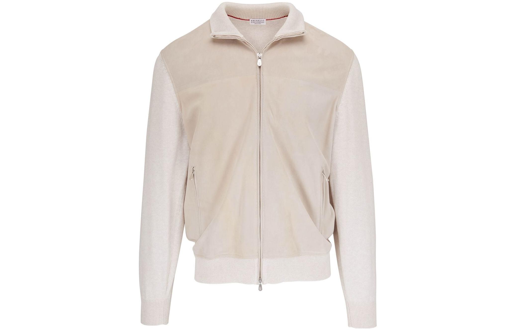 Brunello Cucinelli SS23 Suede Zip Jacket Light Beige MPCLL1935-CRU60