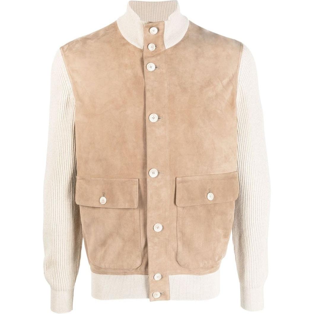 Brunello Cucinelli SS23 Two-Tone Button-Up Pocket Jacket Men’s Tobacco Brown MPCLL1927CBH28