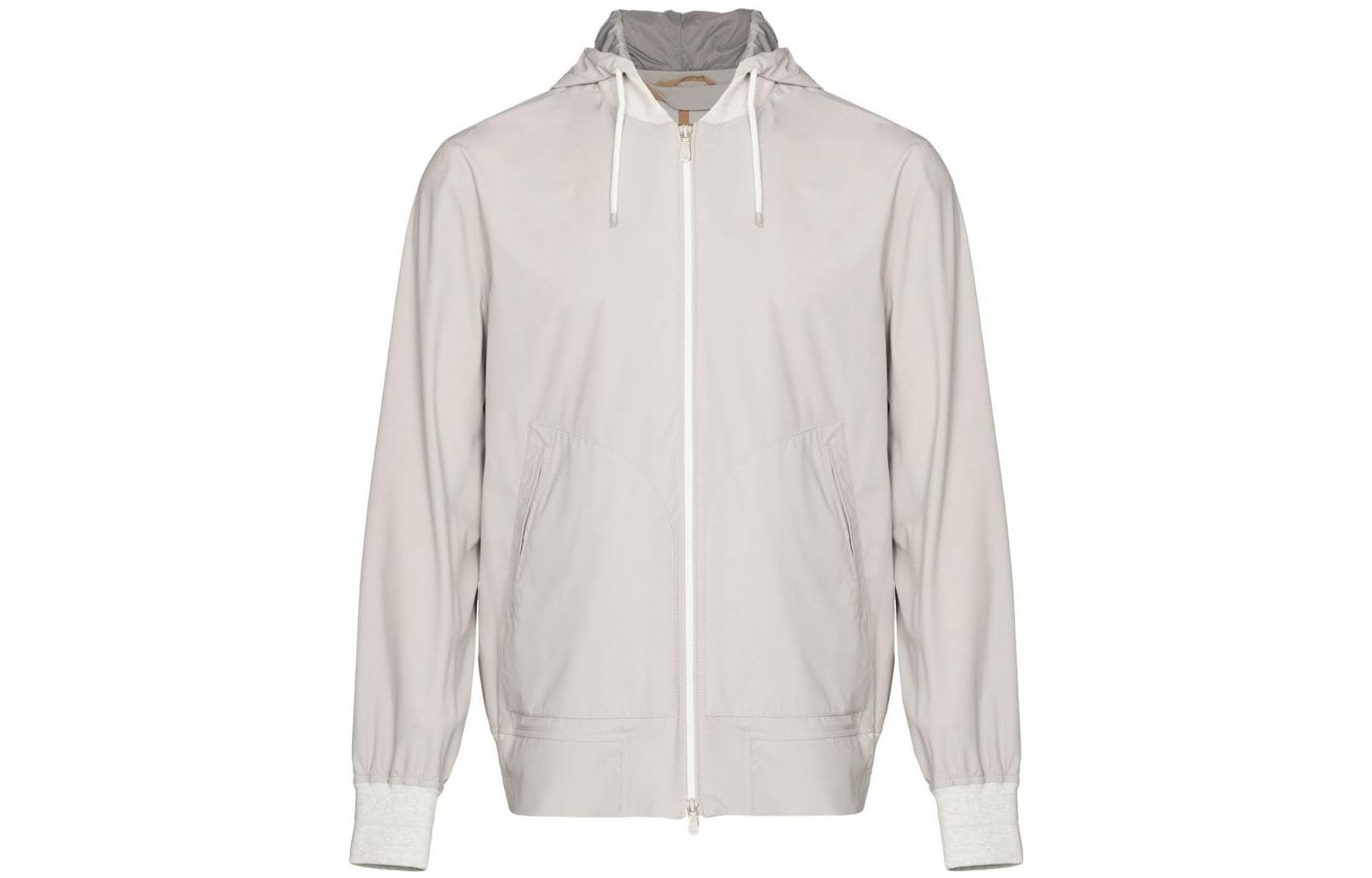 Brunello Cucinelli SS23 Water-Repellent Hooded Jacket Light Grey MW4706470P-C7120