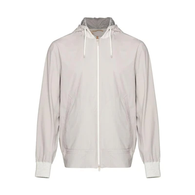 Brunello Cucinelli SS23 Water-Repellent Hooded Jacket Light Grey MW4706470P-C7120