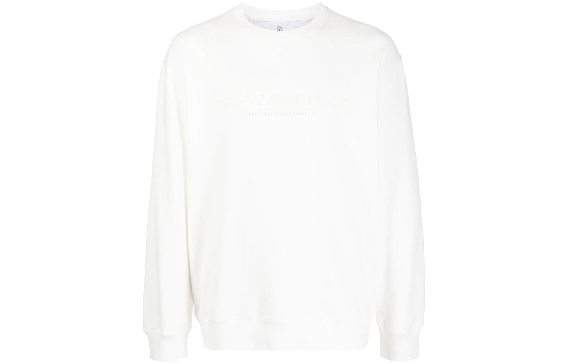 Brunello Cucinelli SS23 White Letter Print Crewneck Sweatshirt M0T353441-CE139