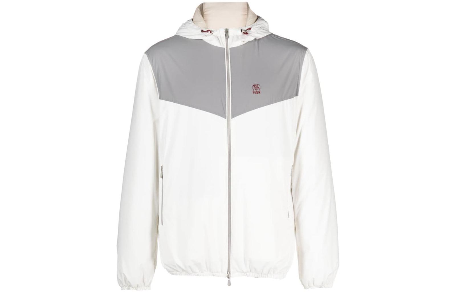 Brunello Cucinelli SS23 White Patchwork Hooded Casual Jacket MM4037430G-CDV30