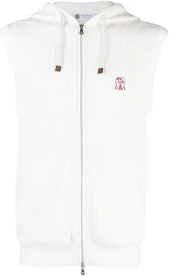 Brunello Cucinelli SS23 White Ribbed Knit Sleeveless Hoodie M29200407G-CO312 Buy Brunello Cucinelli SS23 White Ribbed Knit Sleeveless Hoodie M29200407G-CO312