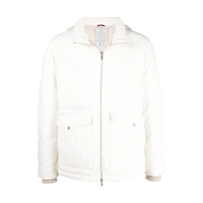 Brunello Cucinelli SS23 White Solid Color Down Hooded Jacket MQ4201876-COC74