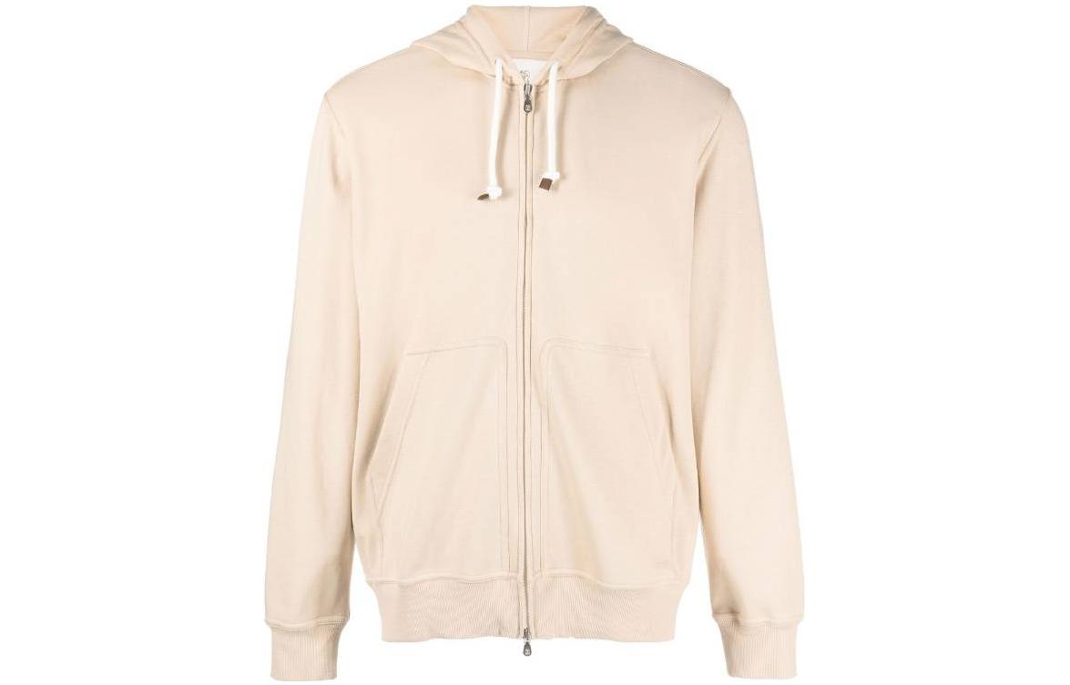 Brunello Cucinelli SS23 Zip-Up Drawstring Hooded Jacket Off-White M0T359069G-C9678